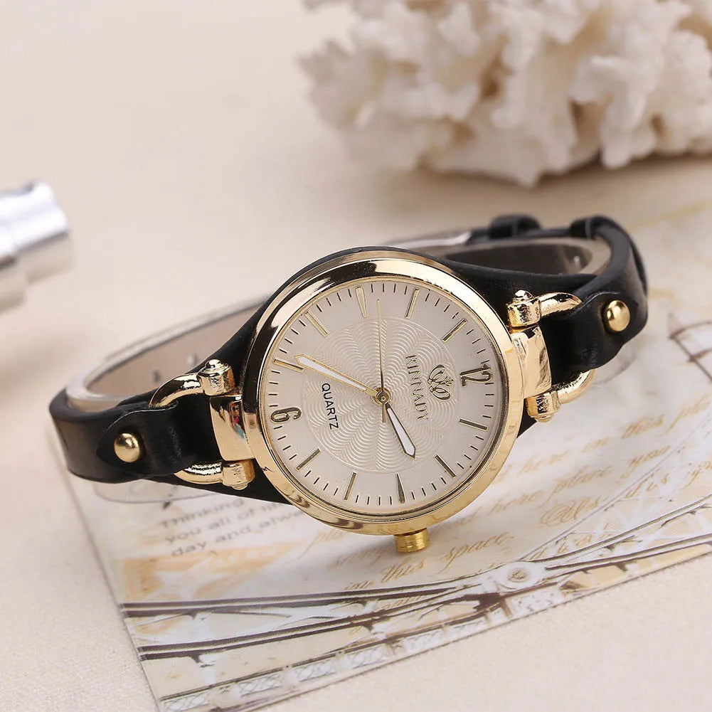 Women Casual Watches Round Dial Rivet PU Leather Strap Wristwatch Ladies Analog Quartz Watch Gift Fashion Luxury Wrist Watch