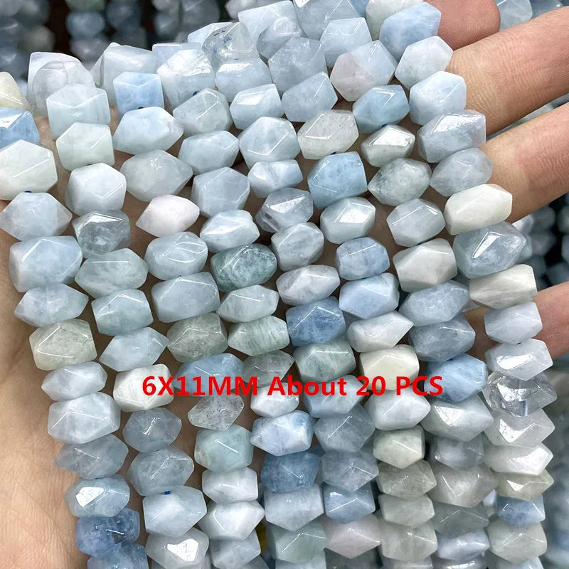 Natural Stone Blue Aquamarine Faceted Rondelle Square Irregular Round Space Beads For Jewelry Making Diy Bracelet Necklace