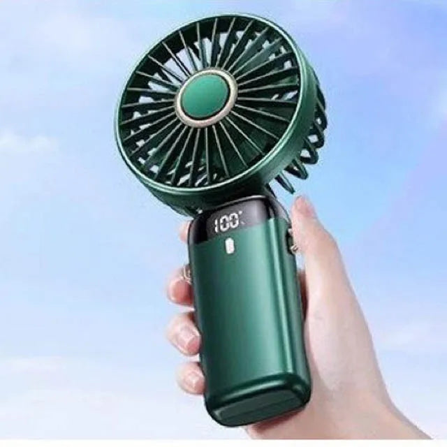 2026 Hot Handheld Mini Fan Foldable Portable Neck Hanging Fans 5 Speed USB Rechargeable Fan with Phone Stand and Display Screen