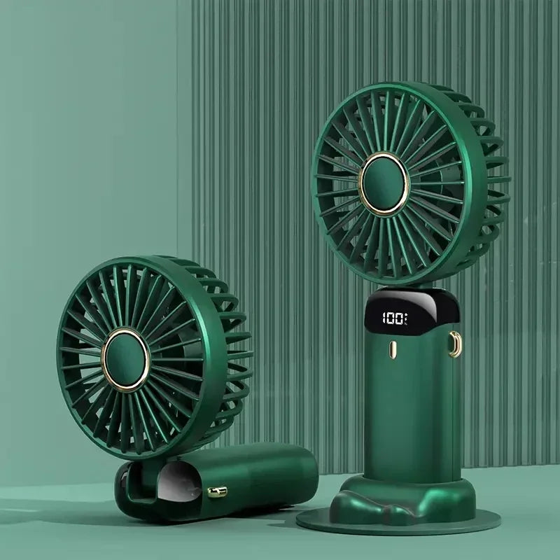 Handheld Fan Portable Rechargeable 5 Speed LED Digital Display 90° Adjustable USB Personal Fan with Aromatherapy for Home Office