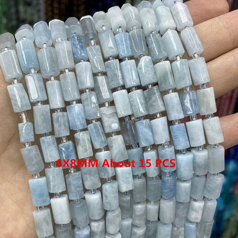 Natural Stone Blue Aquamarine Faceted Rondelle Square Irregular Round Space Beads For Jewelry Making Diy Bracelet Necklace