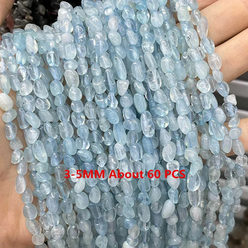Natural Stone Blue Aquamarine Faceted Rondelle Square Irregular Round Space Beads For Jewelry Making Diy Bracelet Necklace