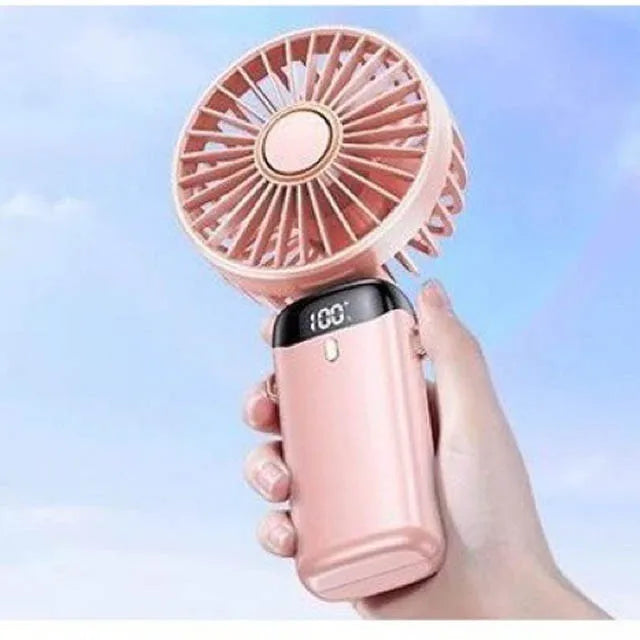 2026 Hot Handheld Mini Fan Foldable Portable Neck Hanging Fans 5 Speed USB Rechargeable Fan with Phone Stand and Display Screen