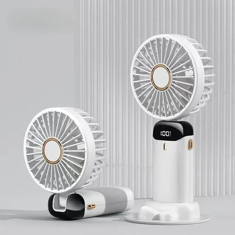 Handheld Fan Portable Rechargeable 5 Speed LED Digital Display 90° Adjustable USB Personal Fan with Aromatherapy for Home Office