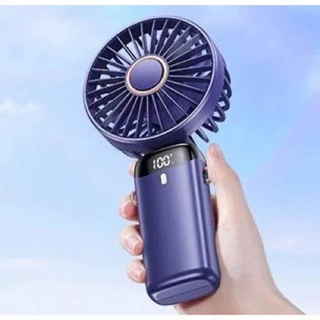 2026 Hot Handheld Mini Fan Foldable Portable Neck Hanging Fans 5 Speed USB Rechargeable Fan with Phone Stand and Display Screen