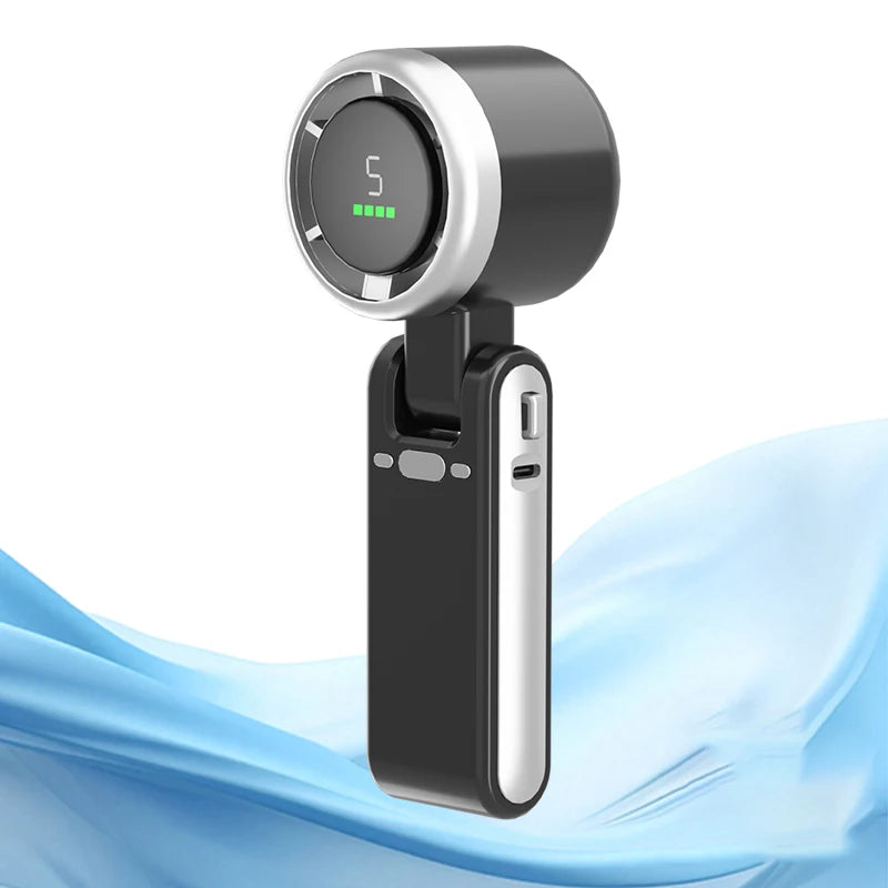 Handheld Fan Portable Foldable USB Rechargeable, Ultra Quiet 5-speed Adjustable Ideal for Outdoor Activities, Travel, and Beac