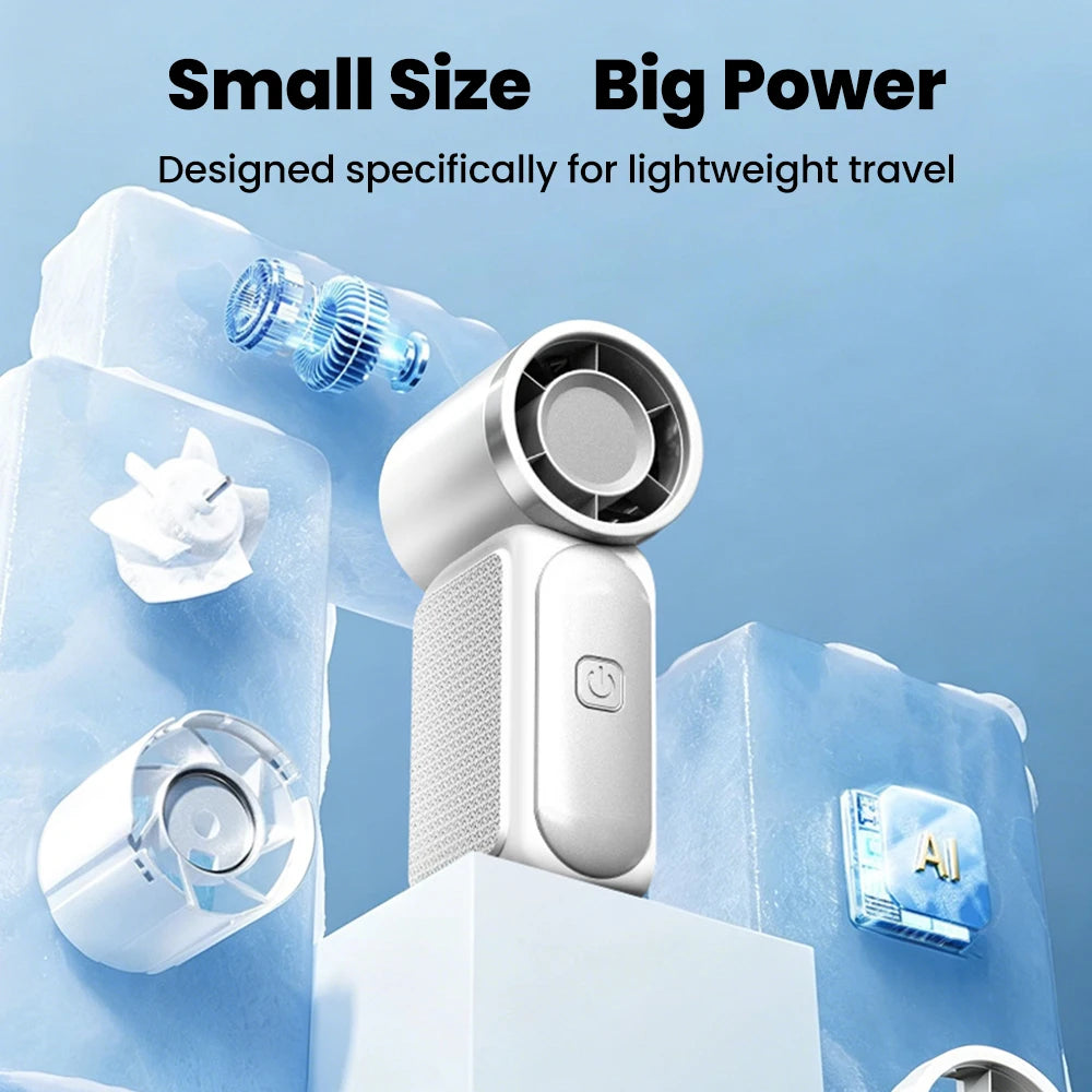Handheld Mini Fan Type C Charging Digital Display Portable Folding Desktop Option AI Chip 5-Speed Adjustment Fan for Home Office