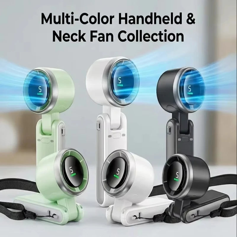 Handheld Fan Portable Foldable USB Rechargeable, Ultra Quiet 5-speed Adjustable Ideal for Outdoor Activities, Travel, and Beac