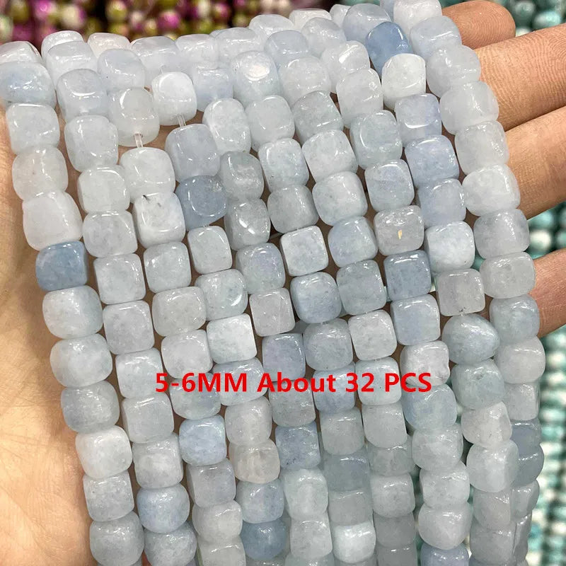 Natural Stone Blue Aquamarine Faceted Rondelle Square Irregular Round Space Beads For Jewelry Making Diy Bracelet Necklace