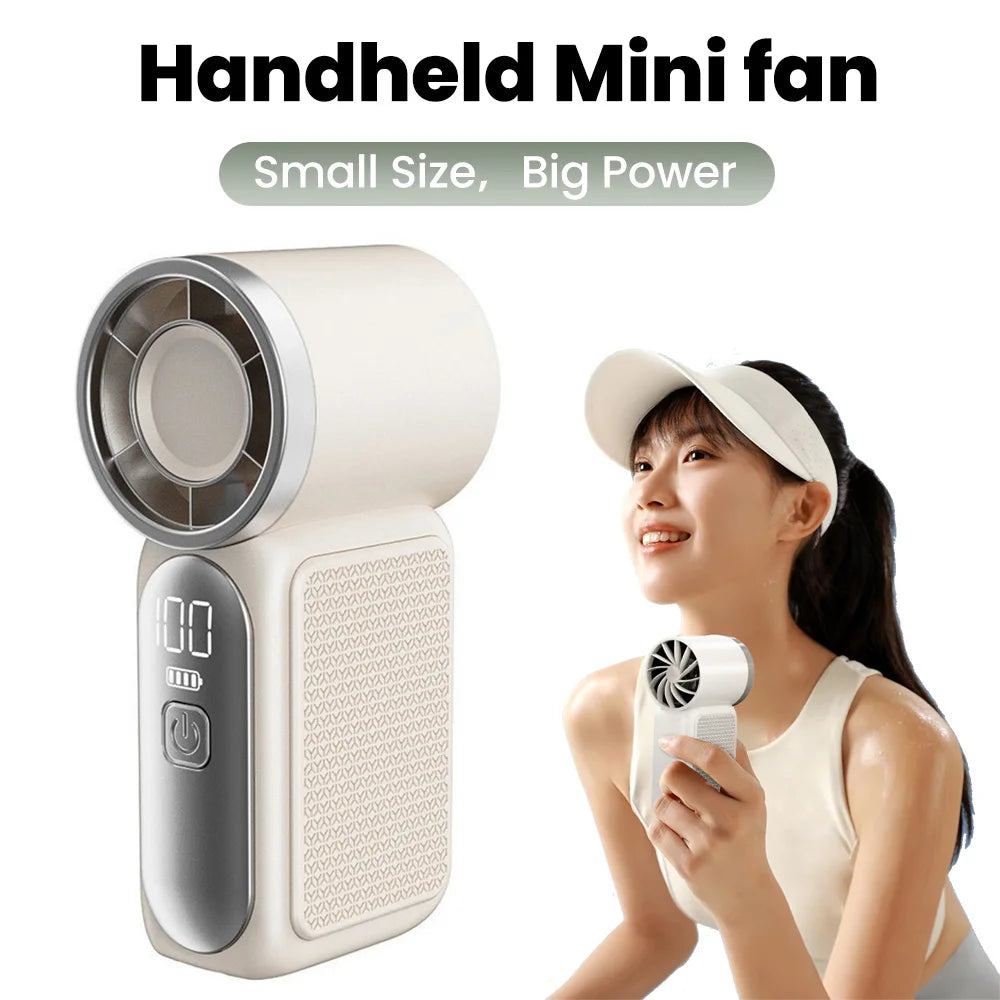 Handheld Mini Fan Type C Charging Digital Display Portable Folding Desktop Option AI Chip 5-Speed Adjustment Fan for Home Office