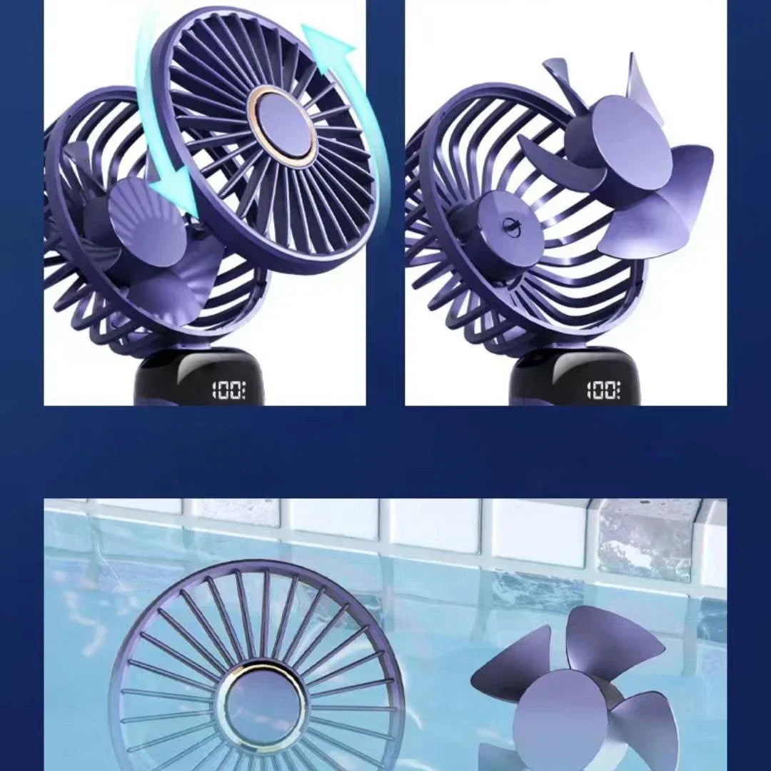 Handheld Fan Portable Rechargeable 5 Speed LED Digital Display 90° Adjustable USB Personal Fan with Aromatherapy for Home Office