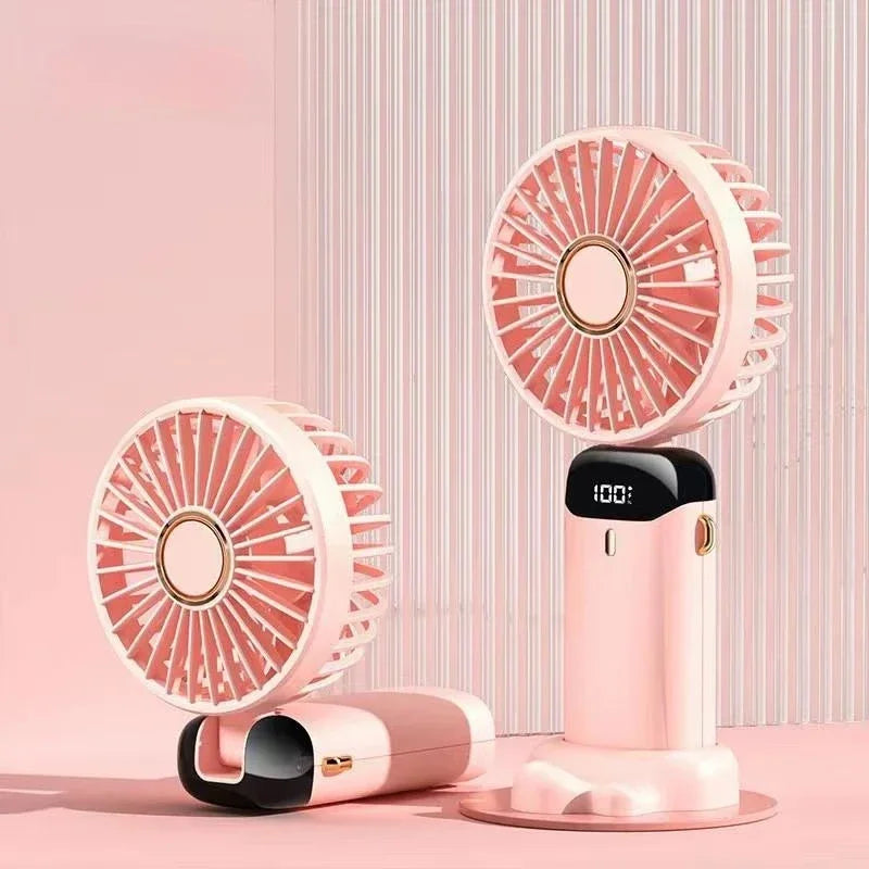 Handheld Fan Portable Rechargeable 5 Speed LED Digital Display 90° Adjustable USB Personal Fan with Aromatherapy for Home Office
