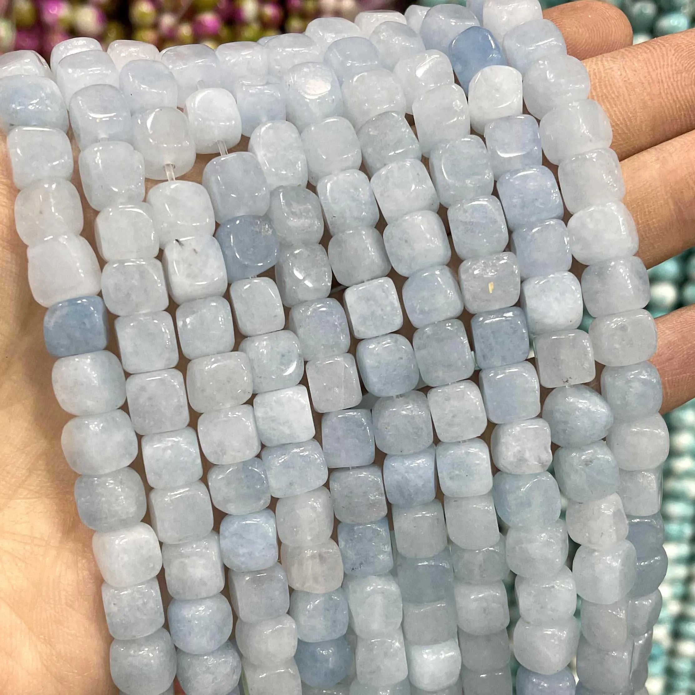 Natural Stone Blue Aquamarine Faceted Rondelle Square Irregular Round Space Beads For Jewelry Making Diy Bracelet Necklace