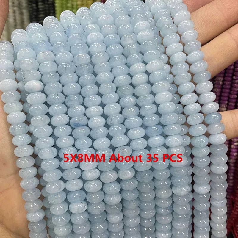 Natural Stone Blue Aquamarine Faceted Rondelle Square Irregular Round Space Beads For Jewelry Making Diy Bracelet Necklace