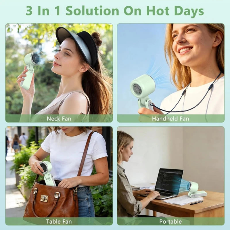 Handheld Fan Portable Foldable USB Rechargeable, Ultra Quiet 5-speed Adjustable Ideal for Outdoor Activities, Travel, and Beac