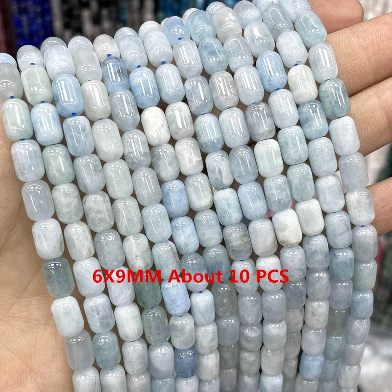 Natural Stone Blue Aquamarine Faceted Rondelle Square Irregular Round Space Beads For Jewelry Making Diy Bracelet Necklace