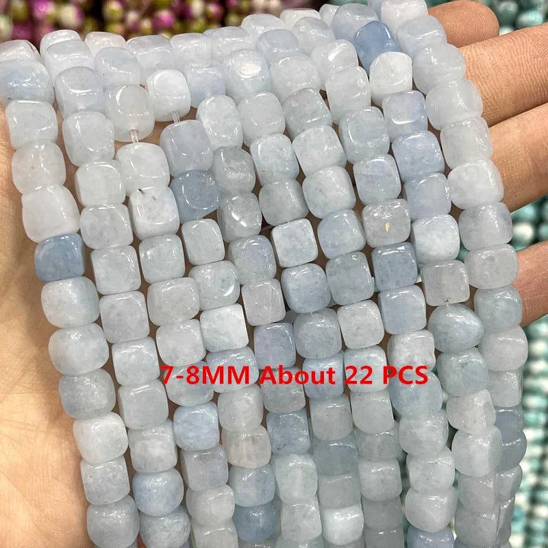 Natural Stone Blue Aquamarine Faceted Rondelle Square Irregular Round Space Beads For Jewelry Making Diy Bracelet Necklace