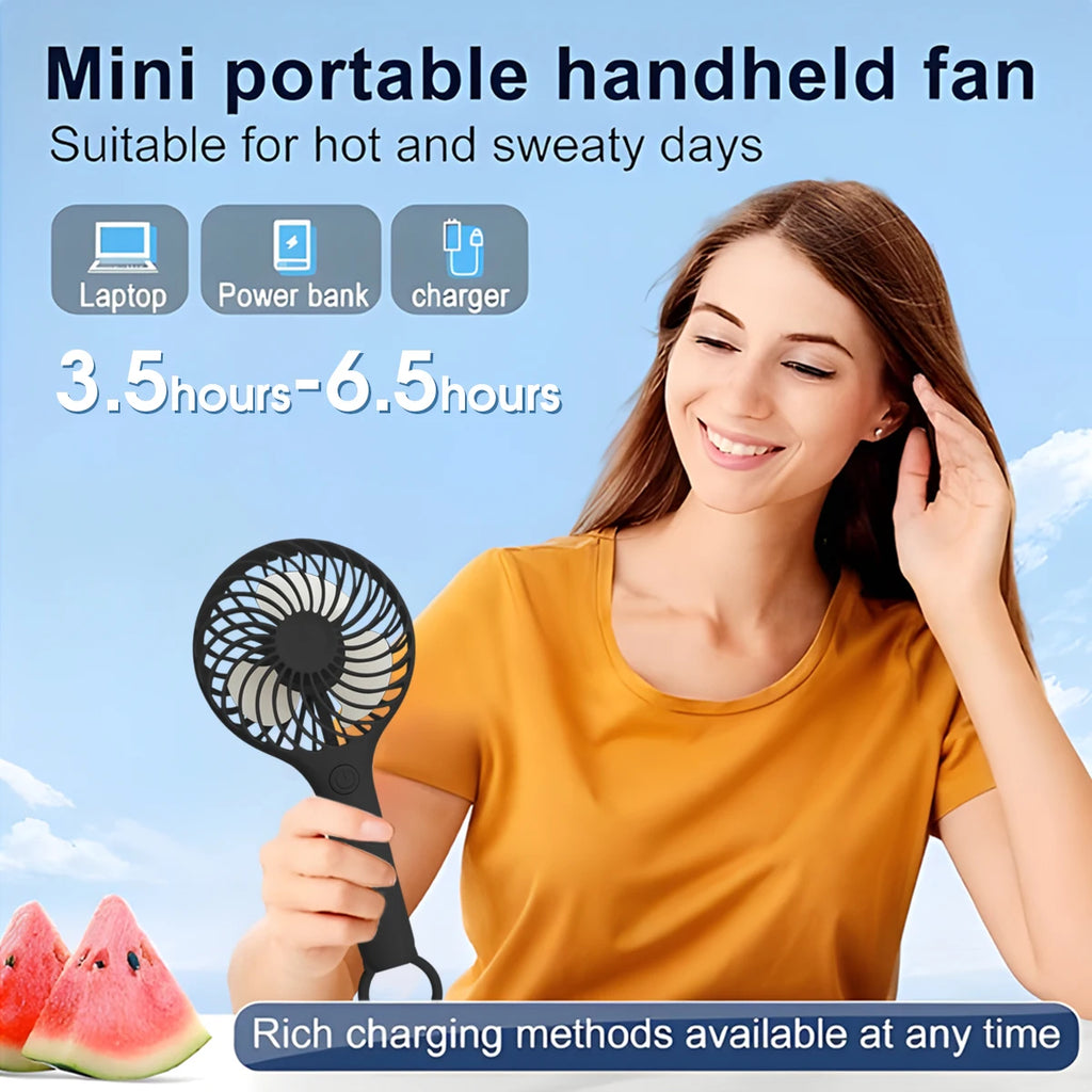 Handheld Fan Portable Fan Unisex USB-Rechargeable 1200mAh Mini Fan 3-Speed Settings Ideal for Home Office Outdoor and Travel