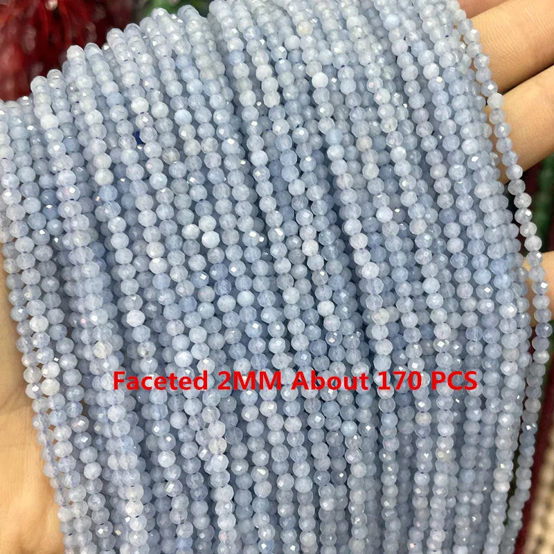 Natural Stone Blue Aquamarine Faceted Rondelle Square Irregular Round Space Beads For Jewelry Making Diy Bracelet Necklace