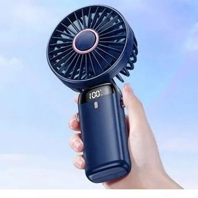 2026 Hot Handheld Mini Fan Foldable Portable Neck Hanging Fans 5 Speed USB Rechargeable Fan with Phone Stand and Display Screen
