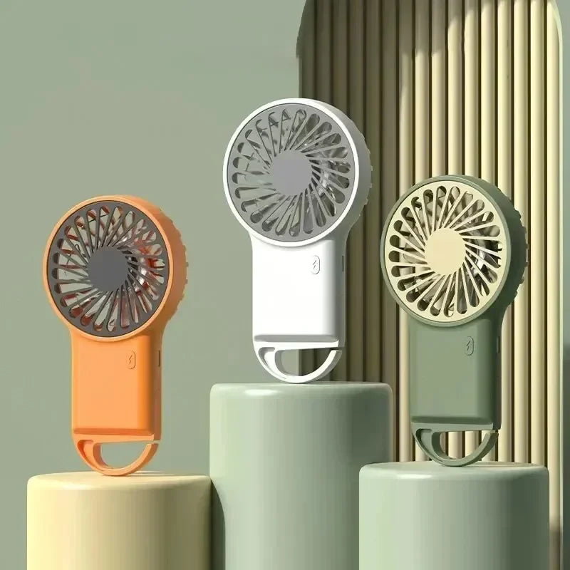 New Mini Handheld Fan Portable Hanging Hook USB Rechargeable Long Lasting Desktop Small Fan for Outdoor Mountaineering