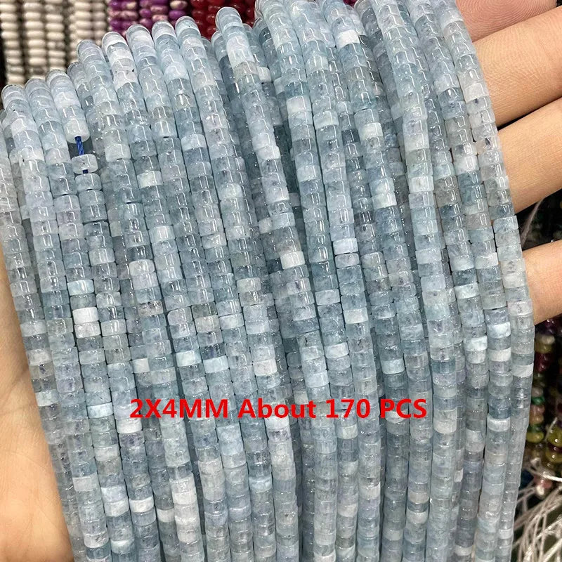 Natural Stone Blue Aquamarine Faceted Rondelle Square Irregular Round Space Beads For Jewelry Making Diy Bracelet Necklace