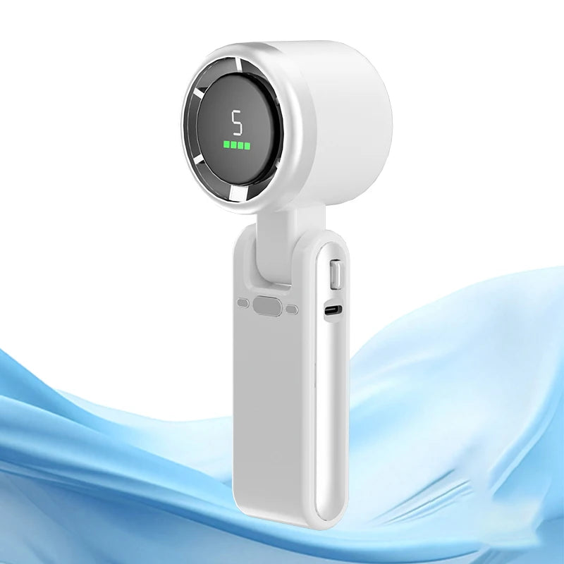Handheld Fan Portable Foldable USB Rechargeable, Ultra Quiet 5-speed Adjustable Ideal for Outdoor Activities, Travel, and Beac