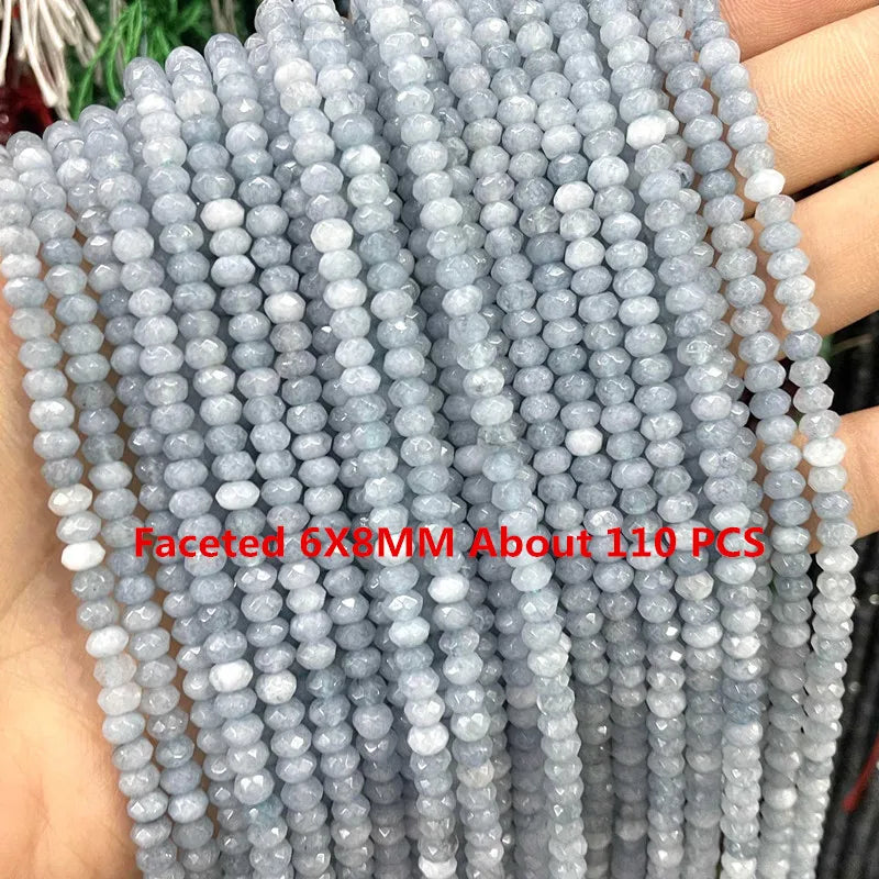 Natural Stone Blue Aquamarine Faceted Rondelle Square Irregular Round Space Beads For Jewelry Making Diy Bracelet Necklace