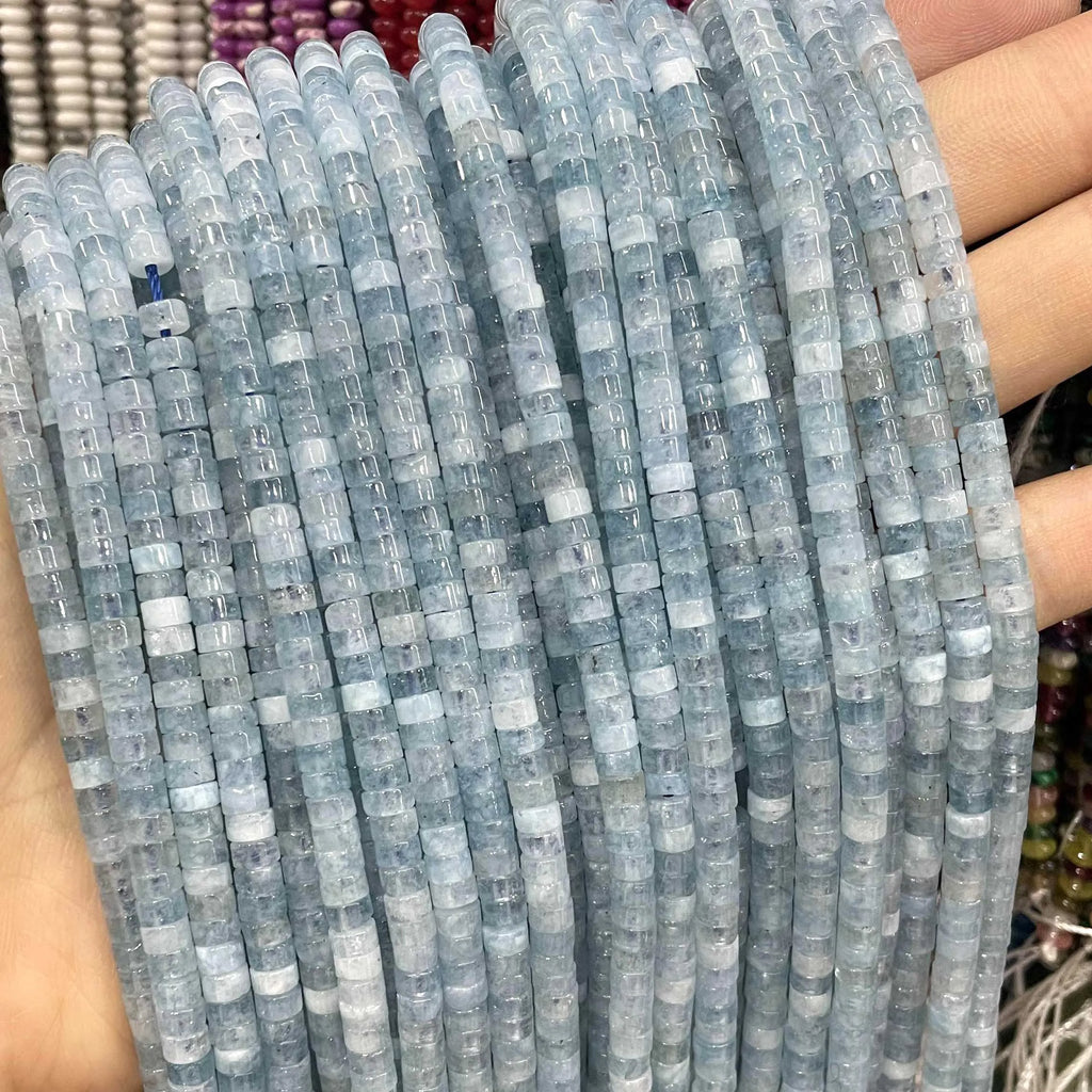 Natural Stone Blue Aquamarine Faceted Rondelle Square Irregular Round Space Beads For Jewelry Making Diy Bracelet Necklace