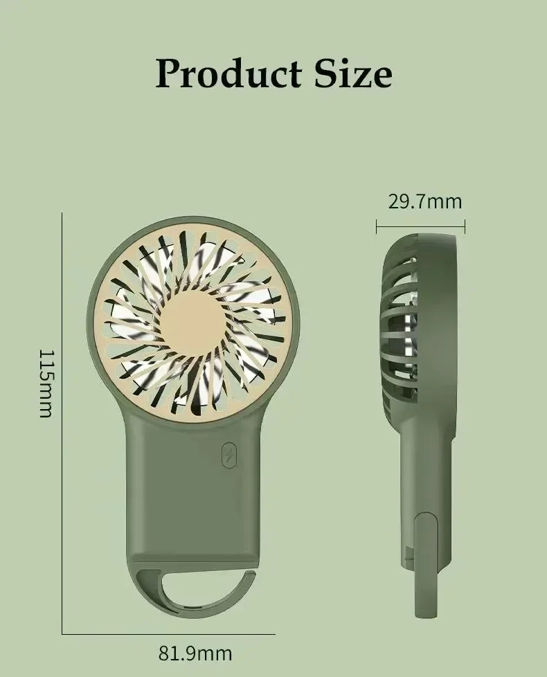 New Mini Handheld Fan Portable Hanging Hook USB Rechargeable Long Lasting Desktop Small Fan for Outdoor Mountaineering