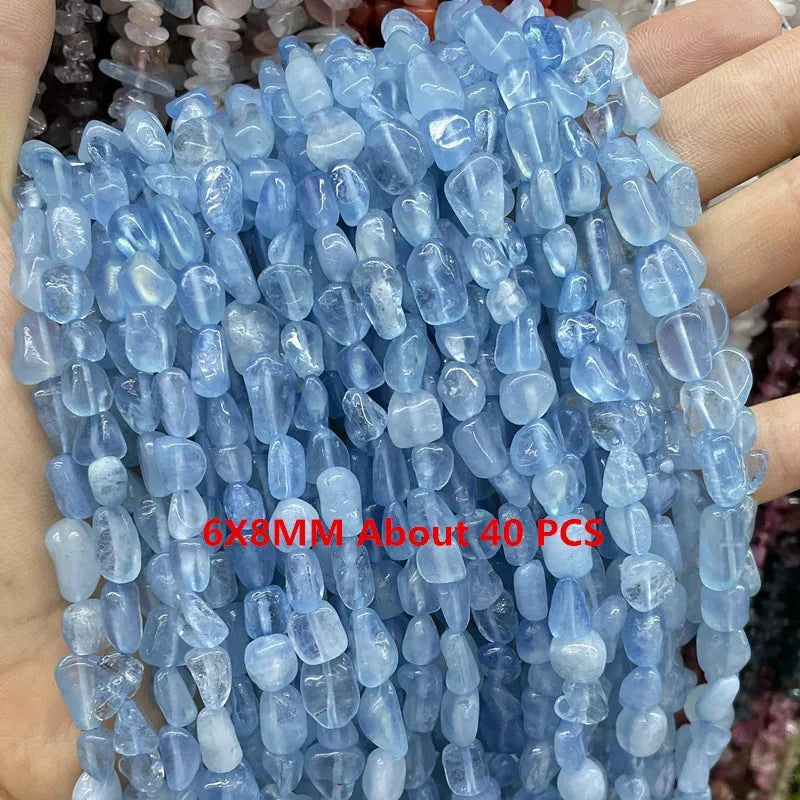 Natural Stone Blue Aquamarine Faceted Rondelle Square Irregular Round Space Beads For Jewelry Making Diy Bracelet Necklace