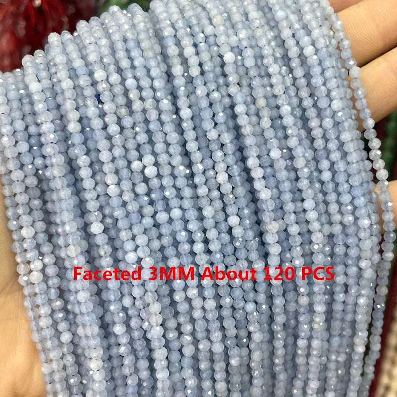 Natural Stone Blue Aquamarine Faceted Rondelle Square Irregular Round Space Beads For Jewelry Making Diy Bracelet Necklace
