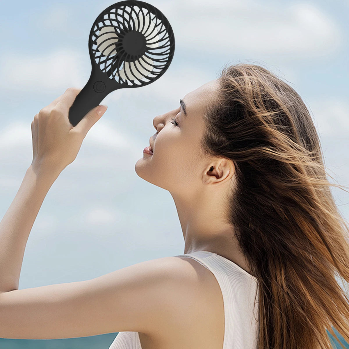Handheld Fan Portable Fan Unisex USB-Rechargeable 1200mAh Mini Fan 3-Speed Settings Ideal for Home Office Outdoor and Travel
