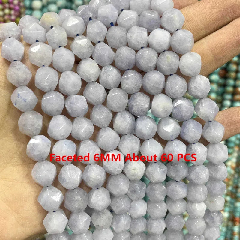 Natural Stone Blue Aquamarine Faceted Rondelle Square Irregular Round Space Beads For Jewelry Making Diy Bracelet Necklace