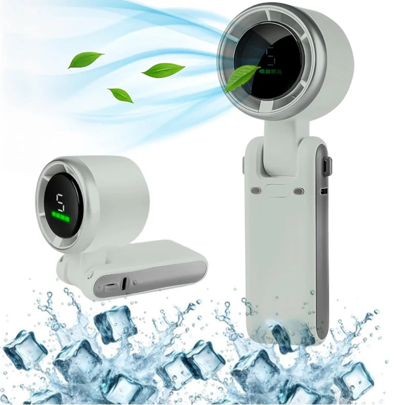 Handheld Fan Portable Foldable USB Rechargeable, Ultra Quiet 5-speed Adjustable Ideal for Outdoor Activities, Travel, and Beac