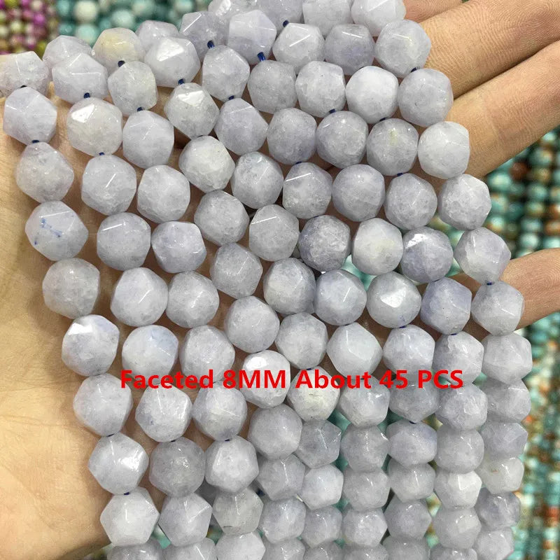 Natural Stone Blue Aquamarine Faceted Rondelle Square Irregular Round Space Beads For Jewelry Making Diy Bracelet Necklace