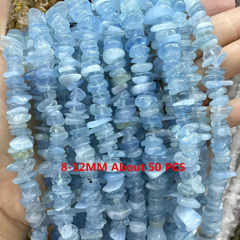 Natural Stone Blue Aquamarine Faceted Rondelle Square Irregular Round Space Beads For Jewelry Making Diy Bracelet Necklace
