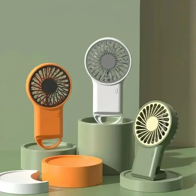 New Mini Handheld Fan Portable Hanging Hook USB Rechargeable Long Lasting Desktop Small Fan for Outdoor Mountaineering