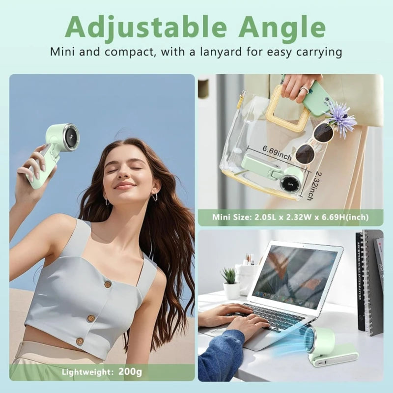 Handheld Fan Portable Foldable USB Rechargeable, Ultra Quiet 5-speed Adjustable Ideal for Outdoor Activities, Travel, and Beac