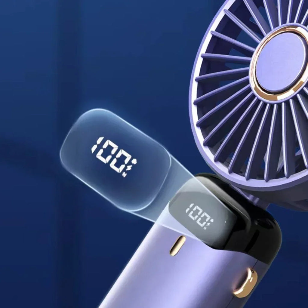 Handheld Fan Portable Rechargeable 5 Speed LED Digital Display 90° Adjustable USB Personal Fan with Aromatherapy for Home Office